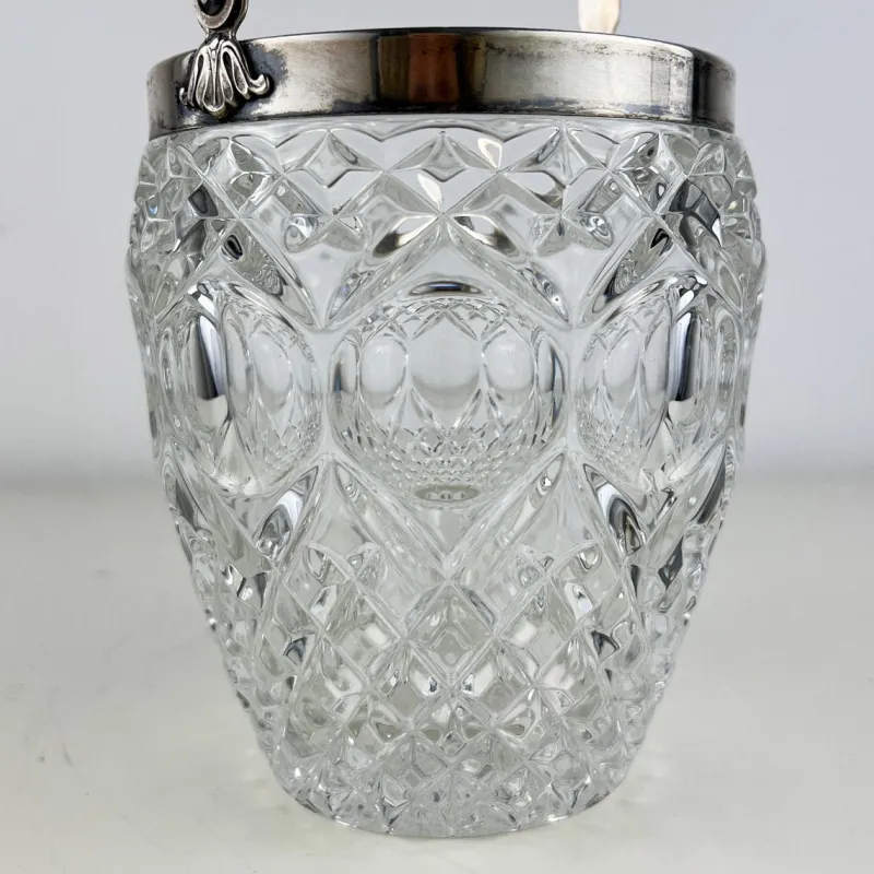 Pamono Vintage Italian Crystal and Silver Ice Bucket, 1940s> Ice Buckets & Wine Coolers