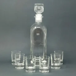 Pamono Vintage Italian Crystal Decanter and Glasses Set by Luigi Bormioli, 1970s, Set of 7> Glassware