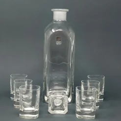 Pamono Vintage Italian Crystal Decanter and Glasses Set by Luigi Bormioli, 1970s, Set of 7> Glassware