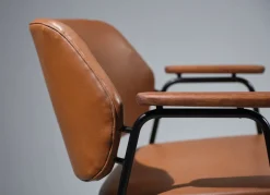Outlet Pamono Vintage Italian Desk Chair in Faux Leather and Black Iron, 1960s