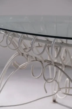 Pamono Vintage Italian Dining Table in White Iron and Glass, 1960><noscript><img width=