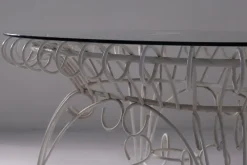 Pamono Vintage Italian Dining Table in White Iron and Glass, 1960><noscript><img width=