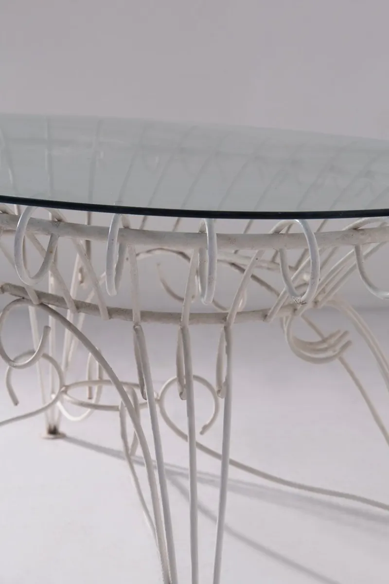 Pamono Vintage Italian Dining Table in White Iron and Glass, 1960> Garden Tables