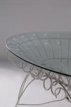 Pamono Vintage Italian Dining Table in White Iron and Glass, 1960><noscript><img width=
