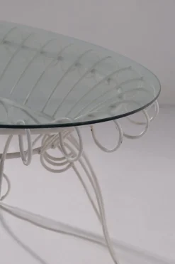 Pamono Vintage Italian Dining Table in White Iron and Glass, 1960><noscript><img width=