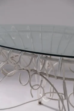 Pamono Vintage Italian Dining Table in White Iron and Glass, 1960><noscript><img width=