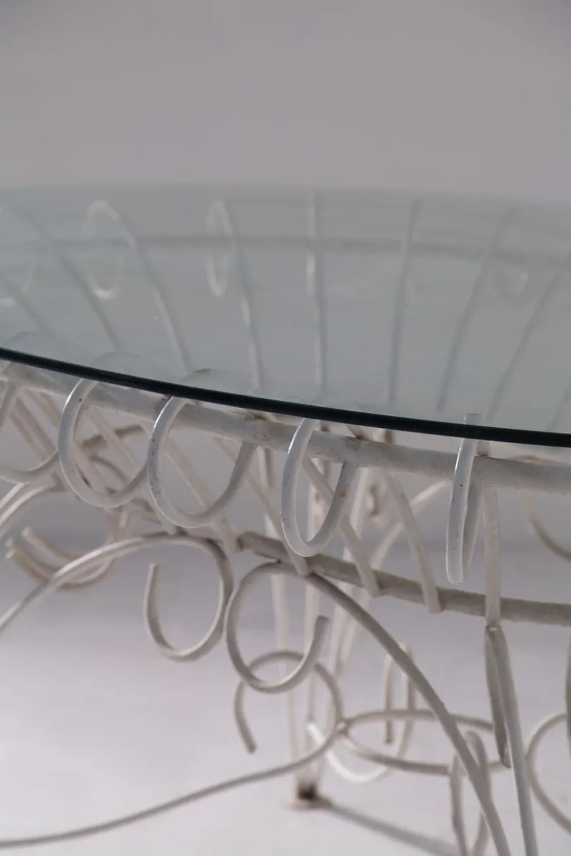 Pamono Vintage Italian Dining Table in White Iron and Glass, 1960> Garden Tables