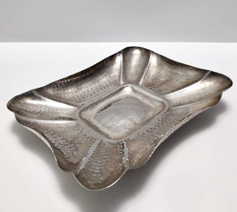 Outlet Pamono Vintage Italian Embossed Silver Plated Tray by Olri, 1950s