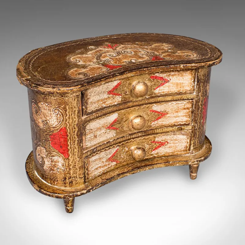 Pamono Vintage Italian Florentine Jewellery Box with Drawers, 1960s> Trunks Crates & Baskets