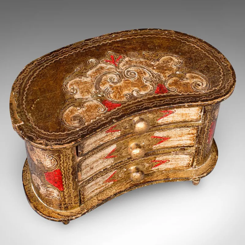 Pamono Vintage Italian Florentine Jewellery Box with Drawers, 1960s> Trunks Crates & Baskets