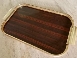 Pamono Vintage Italian Formica and Gilded Brass Serving Tray, 1950s> Trays