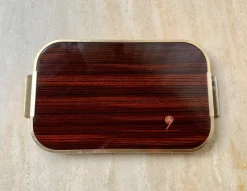 Pamono Vintage Italian Formica and Gilded Brass Serving Tray, 1950s> Trays