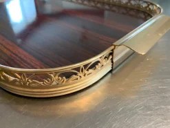 Pamono Vintage Italian Formica and Gilded Brass Serving Tray, 1950s><noscript><img width=