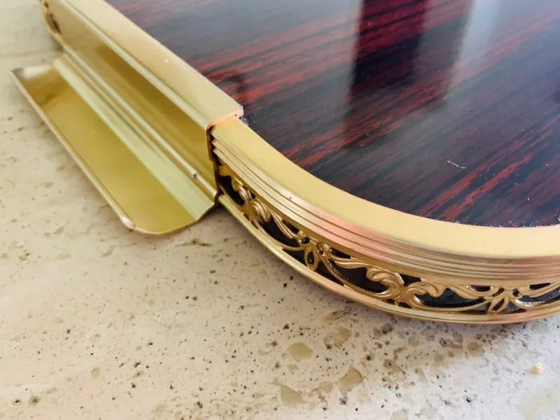 Pamono Vintage Italian Formica and Gilded Brass Serving Tray, 1950s> Trays