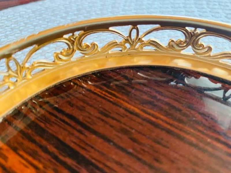 Pamono Vintage Italian Formica and Gilded Brass Serving Tray, 1950s> Trays