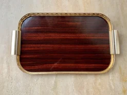 Pamono Vintage Italian Formica and Gilded Brass Serving Tray, 1950s><noscript><img width=