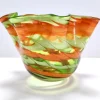 Best Pamono Vintage Italian Green and Orange Murano Glass Vase from Fratelli Toso, 1980s