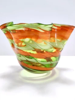 Best Pamono Vintage Italian Green and Orange Murano Glass Vase from Fratelli Toso, 1980s