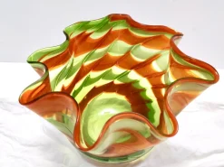 Best Pamono Vintage Italian Green and Orange Murano Glass Vase from Fratelli Toso, 1980s