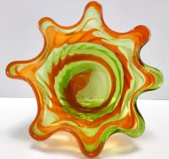 Best Pamono Vintage Italian Green and Orange Murano Glass Vase from Fratelli Toso, 1980s
