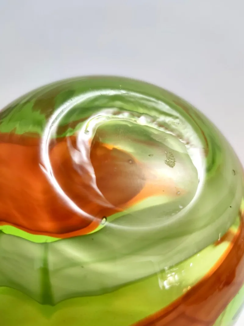 Best Pamono Vintage Italian Green and Orange Murano Glass Vase from Fratelli Toso, 1980s