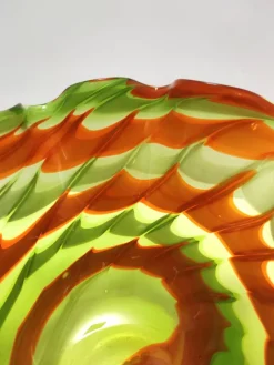 Best Pamono Vintage Italian Green and Orange Murano Glass Vase from Fratelli Toso, 1980s