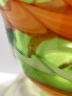 Best Pamono Vintage Italian Green and Orange Murano Glass Vase from Fratelli Toso, 1980s