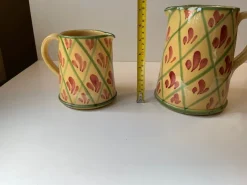 Pamono Vintage Italian Hand-Painted Pottery Jugs from Lamas, Set of 2><noscript><img width=