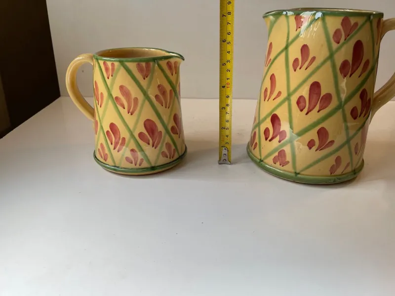 Pamono Vintage Italian Hand-Painted Pottery Jugs from Lamas, Set of 2> Bottles, Carafes & Jugs