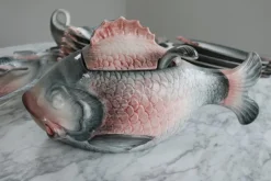 Pamono Vintage Italian Keramik Fish Service by R. Blanche, 1960s, Set of 16><noscript><img width=