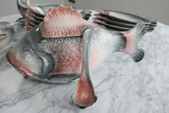 Pamono Vintage Italian Keramik Fish Service by R. Blanche, 1960s, Set of 16><noscript><img width=