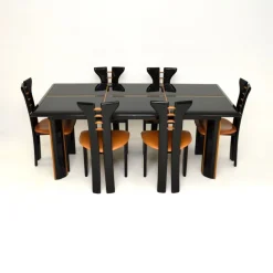 Pamono Vintage Italian Lacquered Dining Table and Chairs attributed to Pierre Cardin for Roche Bobois, 1970s, Set of 7