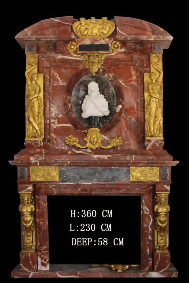 New Pamono Vintage Italian Marble Fireplace with Bronze Ornaments, 1980
