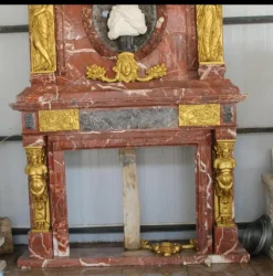 New Pamono Vintage Italian Marble Fireplace with Bronze Ornaments, 1980