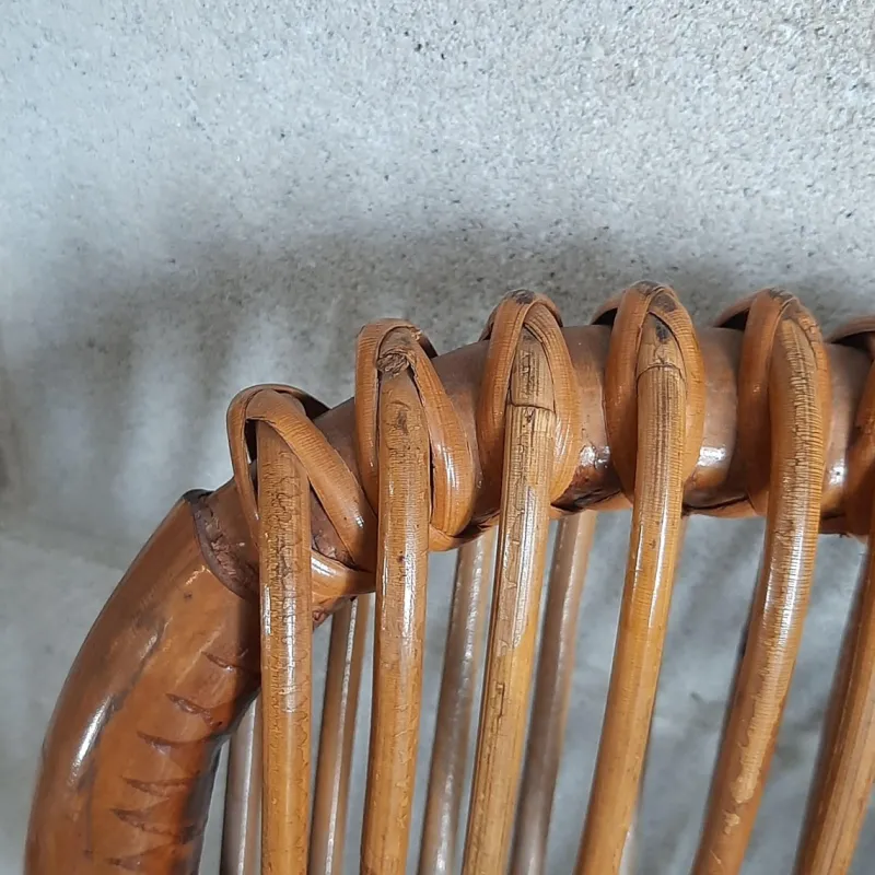 Pamono Vintage Italian Rattan and Curved Bamboo Armchair, 1960> Garden Seating