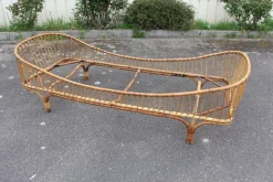New Pamono Vintage Italian Rattan Bed, 1960s