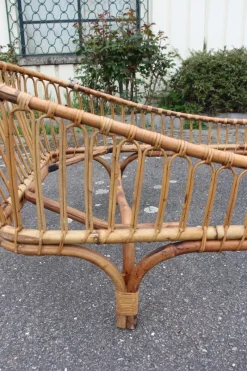 New Pamono Vintage Italian Rattan Bed, 1960s