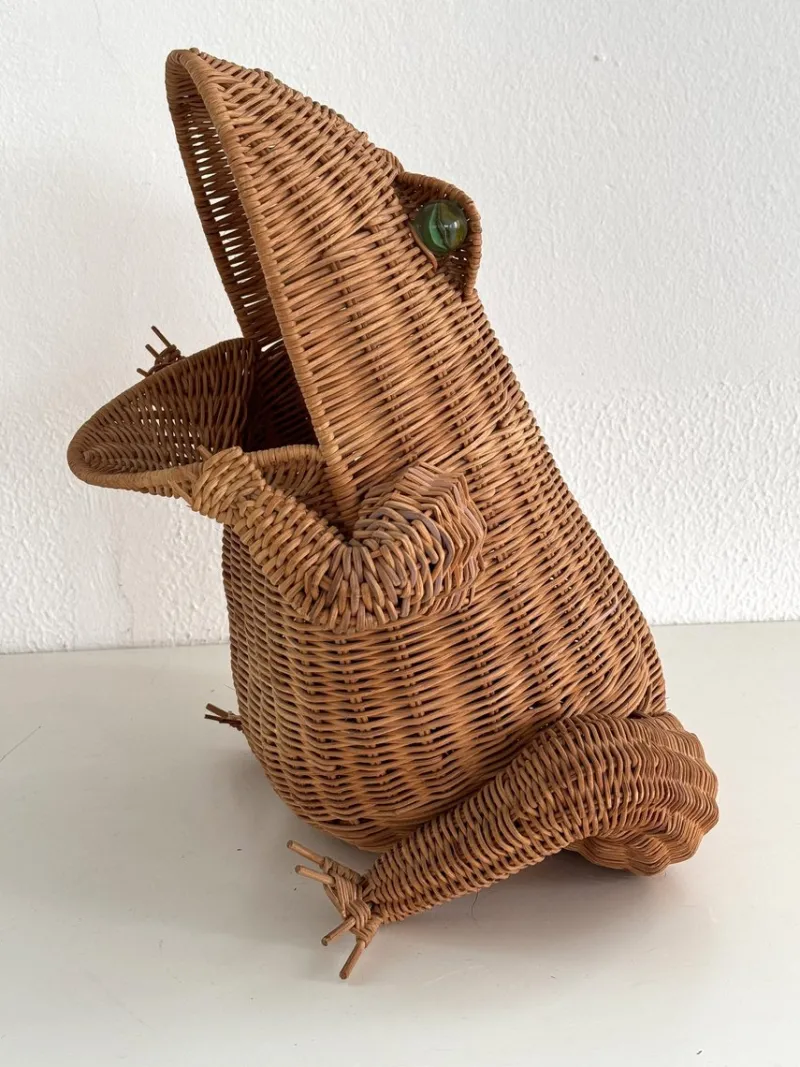 Online Pamono Vintage Italian Rattan Frog Basket, 1980s