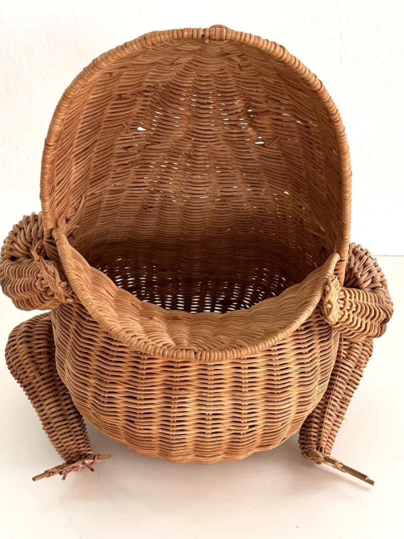 Online Pamono Vintage Italian Rattan Frog Basket, 1980s