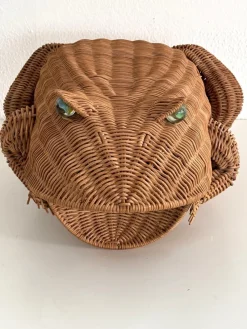 Online Pamono Vintage Italian Rattan Frog Basket, 1980s