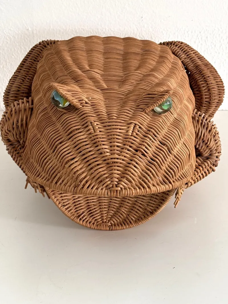 Online Pamono Vintage Italian Rattan Frog Basket, 1980s