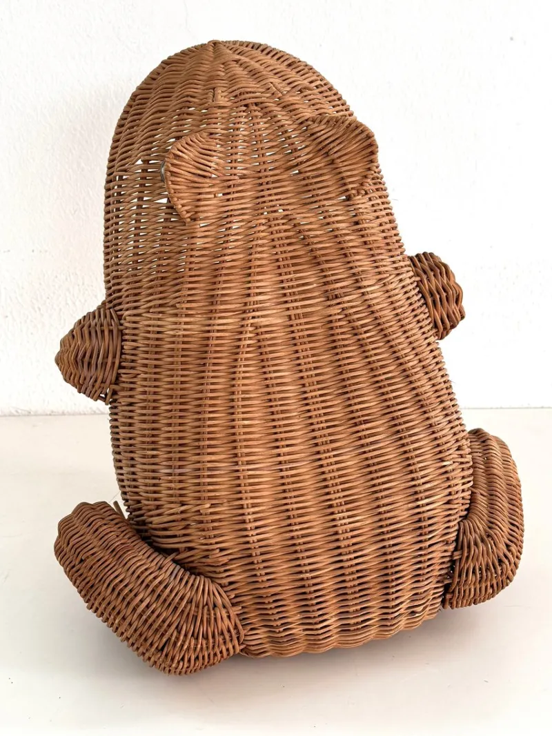 Online Pamono Vintage Italian Rattan Frog Basket, 1980s