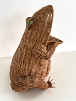 Online Pamono Vintage Italian Rattan Frog Basket, 1980s