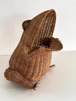 Online Pamono Vintage Italian Rattan Frog Basket, 1980s