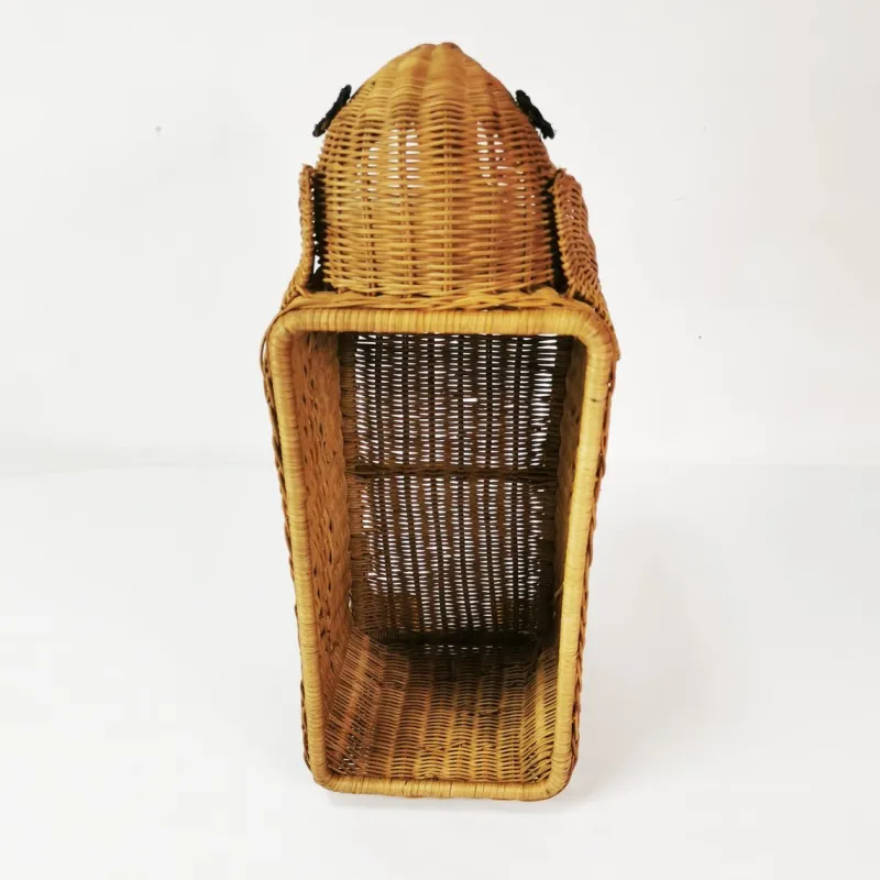 Best Pamono Vintage Italian Rattan Newspaper Rack, 1970s