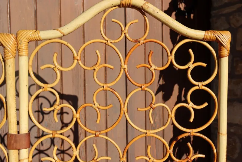 Pamono Vintage Italian Rattan Screen with 3 Leaves, 1960s> Room Dividers & Screens