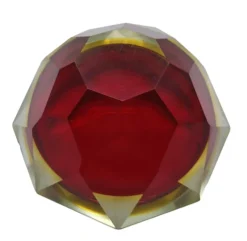Pamono Vintage Italian Red and Yellow Faceted Glass Diamond Bowl by Flavio Poli, 1960s><noscript><img width=