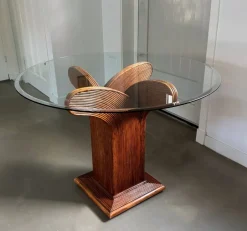 New Pamono Vintage Italian Round Dining Table from Vivai Del Sud, 1970s