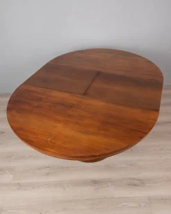 Pamono Vintage Italian Round Table in Wood and Brass, 1960s><noscript><img width=
