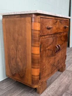 Pamono Vintage Italian Sideboard in Burl Wood with Marble Top, 1930s> Sideboards & Buffets